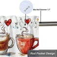 thumbnail image 5 of Coffee Valance Rod Pocket Window Curtain for Kitchen Coffee Theme Tea Cup Love Heart Window Treatment Valance Curtains for Bathroom 54 by 18 in, 1 Panel, 5 of 6
