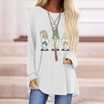 thumbnail image 2 of Pompotops T-Shirt Décontracté à Col Rond Imprimé St. Patrick pour Femmes, Manches Longues, Blouse, 2 of 5