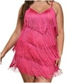 thumbnail image 1 of Uppada Robe à Franges Superposées pour Femmes Grande Taille, Mini-Robe à Bretelles à Col en V Profond, Sans Manches, à Franges, Style Flapper, Robes à Paillettes à Franges, Robe de Fête, Liquidation en Liquidation, 1 of 6