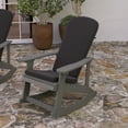 thumbnail image 3 of Merrick Lane All-Weather Gray Polyresin Adirondack Rocking Chair with Vertical Slats and Gray Weather Resistant Cushions, 3 of 15