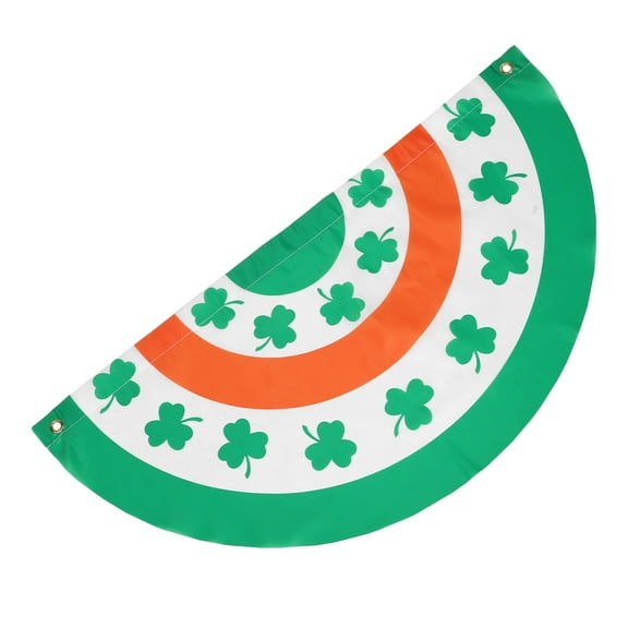Masteelf Shamrock Pleated Half Fan Flag St Patricks Day Decorations Outdoor Bunting Flag Ireland Garden Flag For Garden And Home Decorations