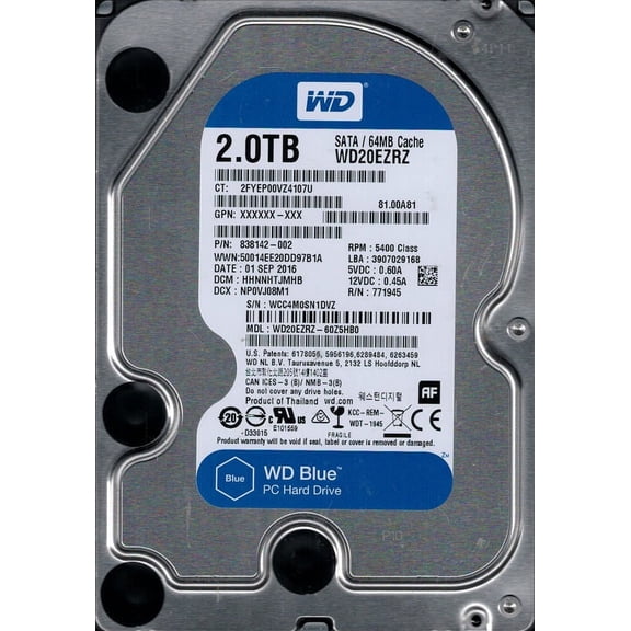 WD20EZRZ-60Z5HB0 DCM: HHNNHTJMHB WCC4M Western Digital 2TB