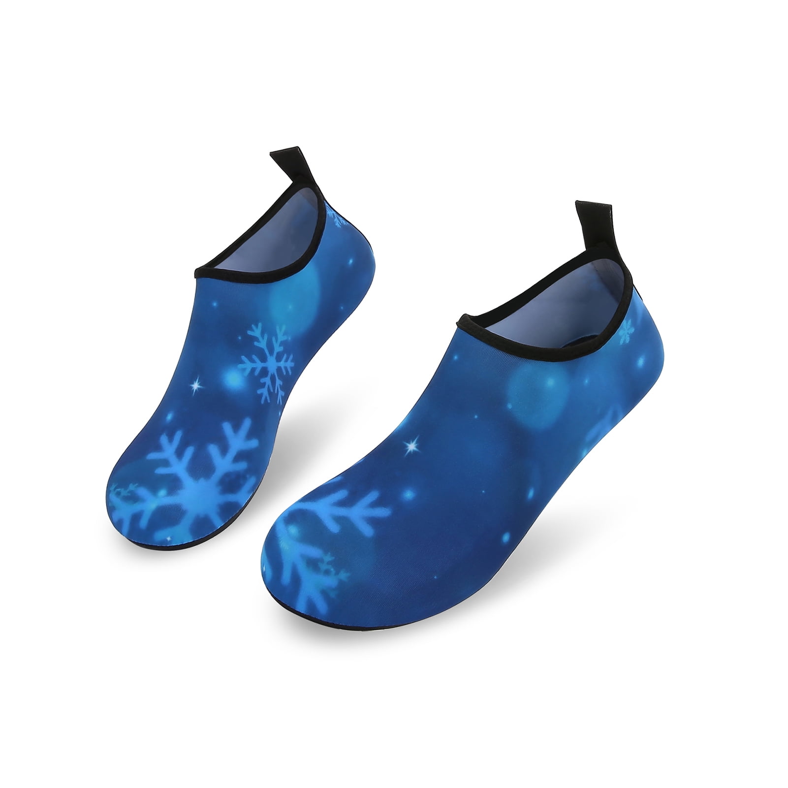 Men and Women a Slip On Barefoot Quick-Dry Beach Aqua Yoga Water Shoes (Snowflake/Blue, 5.5-6.5 Women/5-5.5 Men)