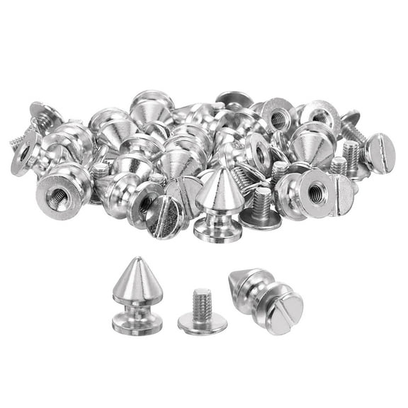 20Sets Cone Spike Stud Rivet, 8x12mm Screw Back Tree Studs and Spikes for Leather Craft(Silver)