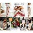 thumbnail image 6 of PUWEI Women's Wide Leg Pants Side Striped Drawstring High Waist Palazzo Sweatpants with Pockets, 6 of 7