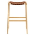 thumbnail image 5 of Bar Stool Chair Barstool, Set of 2, Brown Natural, Faux Vinyl Leather, Wood, Pub Cafe Bistro Dining Kitchen Hospitality Restaurant, Modern Contemporary HB36075, 5 of 10