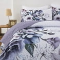 thumbnail image 2 of Dintszyayue Quilt Sets Queen Size,3 Pcs Purple Flower Boho Bedding Set Lightweight Adult(90"x 96"), 2 of 8