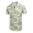 thumbnail image 3 of COOFANDY Mens Hawaiian Shirt Short Sleeve Buttoon Down Shirts Casual Tropical Floral Summer Linen Shirts A-green- Palm Leaf S, 3 of 5
