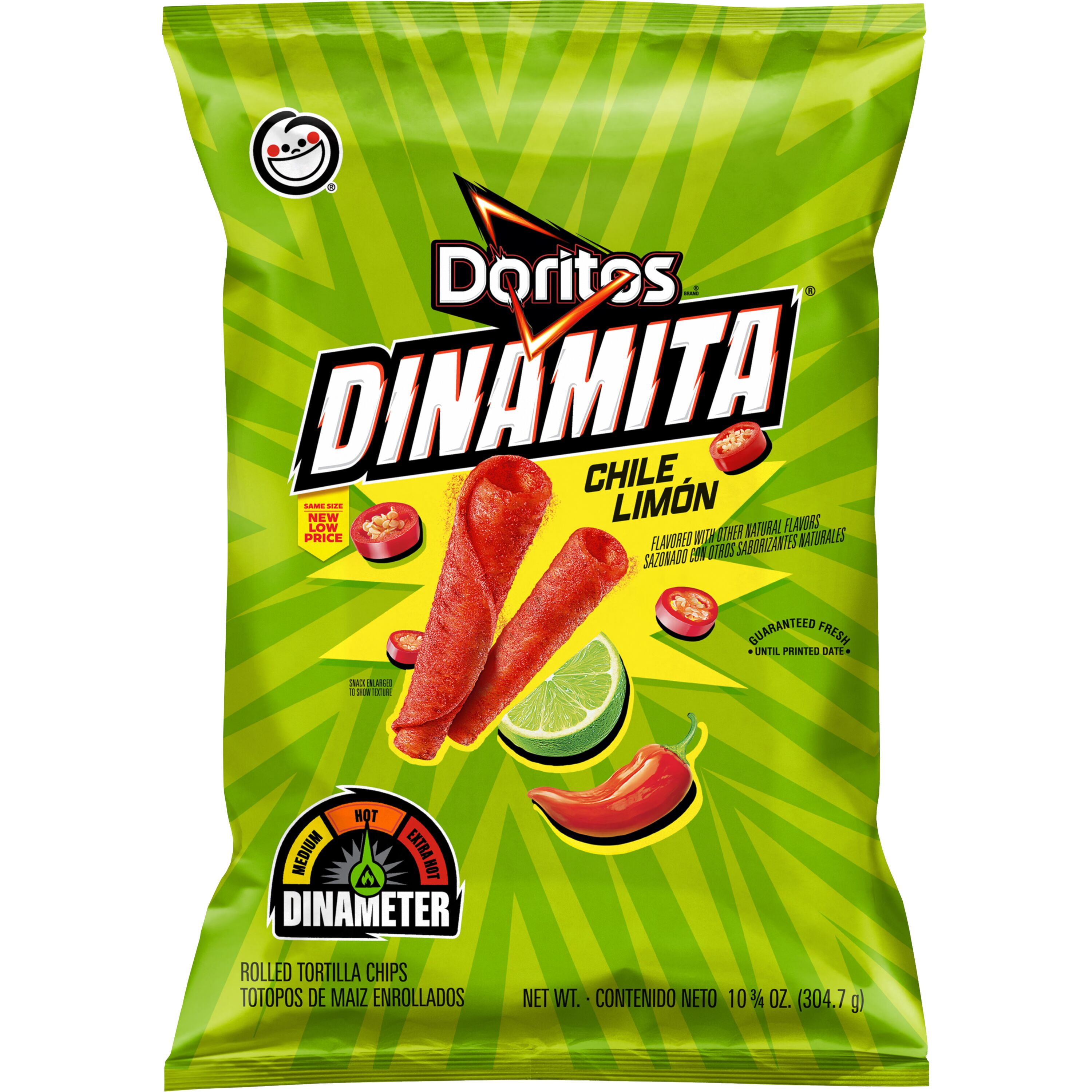 Doritos Dinamita Chile Limon Tortilla Chips, 3.24 oz Bag ( 4 Pack