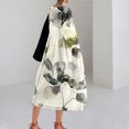 thumbnail image 4 of Abomasnow Fall Dresses for Women 2025, Plus Size Casual 3/4 Sleeve Dress Boho Floral Print Loose Crewneck Swing Patchwork Cocktail Midi Dresses with Pockets, 4 of 6