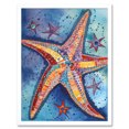 thumbnail image 1 of Modern Folk Art Starfish Bathroom Art Print Framed Poster Wall Decor 12x16 inch, 1 of 5