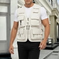 thumbnail image 6 of Yopmin Mens Utility Vest Zip Up Outdoor Work Safari Photo Fishing Vests with Multi-Pockets for Hiking Camping, 6 of 7
