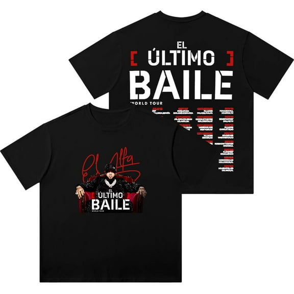 El Alfa El Ultimo Baile Tour Vintage Wash T-Shirts Women Men HipHop Cotton Short Sleeve Tee