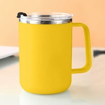 VAJUSO 500ml Stainless Steel Insulated Coffee Cup with Lid, Double Wall Vacuum Leak Proof Travel Mug, Office Tea Cup for Hot and Cold Drinks(Yellow)