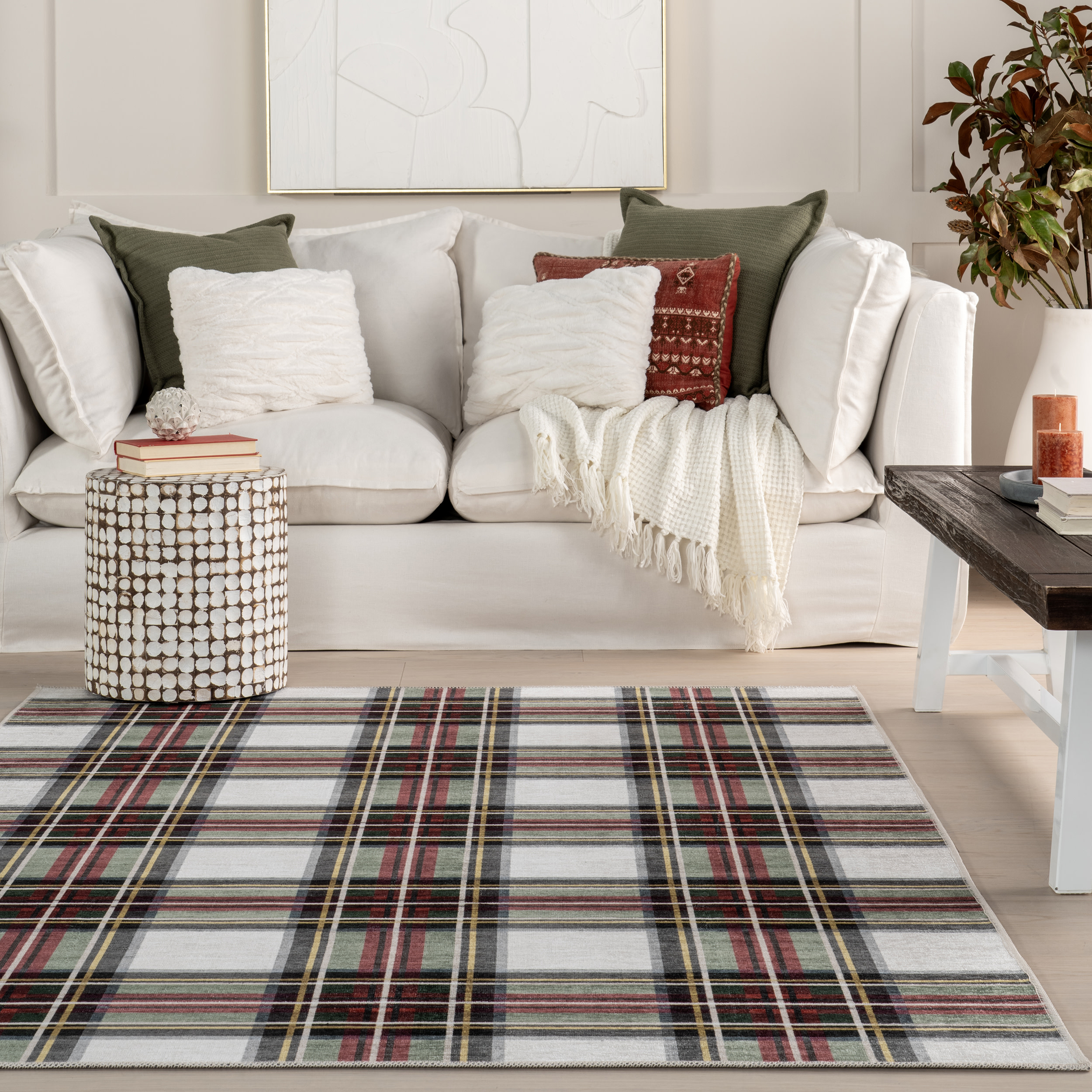 nuLOOM Analisse Stewart Plaid Machine Washable Area Rug, 4' x 6', Red