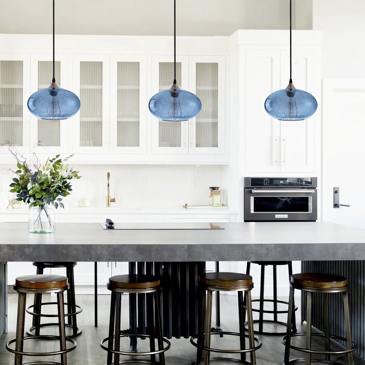 Aiwen Blue Glass Pendant Light Kitchen Modern Ceiling Lamp E27 Base Light Fixture