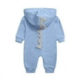 thumbnail image 4 of Newborn Baby Boy Girl Winter Onesie Warm Cotton Zippered Hooded Jumpsuit for 3M-12M, 4 of 5