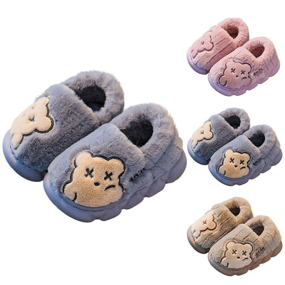 Fuzzy Slippers for Girls Anime Lovely Soft Warm Winter House Slippers with Flat Sole Anti-slide Safe Slip-on Slipper Indoor Winter Fashion Footwear Casual Winter Fashion