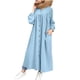 thumbnail image 4 of Vestido camisero Mujer Manga larga Bolsillo con botones Vestido de color sólido, Azul claro, 3XL Inevent AP001453-30B, 4 of 7