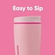 thumbnail image 2 of Owala SmoothSip Slider Vaso de café de acero inoxidable con aislamiento, taza de café helado reutilizable, taza de viaje de café caliente, sin BPA, 12 oz, rosa (Pucker Up), 2 of 5