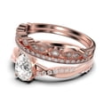 thumbnail image 4 of Gorgeous Art Deco 2.25 Carat Pear Cut Diamond Moissanite Engagement Ring,Two Matching Band, Twisted Band Wedding Ring in 925 Sterling Silver With 18k Rose Gold Plating Gift For Her, 4 of 4