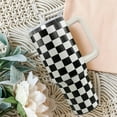 thumbnail image 4 of Black and white Checkered Tumbler with Handle Lid and Straw,40 Oz Checkered Tumbler Water Bottle Travel Coffee Cup Mug,Checkered Gifts for Women Men, 4 of 6