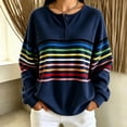 thumbnail image 2 of Enjoytime Sweatshirt for Women Striped Long Sleeve Half Button Pullover Tops Fall Fashion Casual Crew Neck Sweatshirts, 2 of 7
