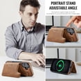thumbnail image 2 of Allytechgroup 2 In 1 Wallet Case for Apple iPhone 16, Compatible with Mag-safe Detachable 7 Cards Holder RFID Blocking Shockproof Premium PU Leather Phone Case Cover for Women Men, Brown, 2 of 10