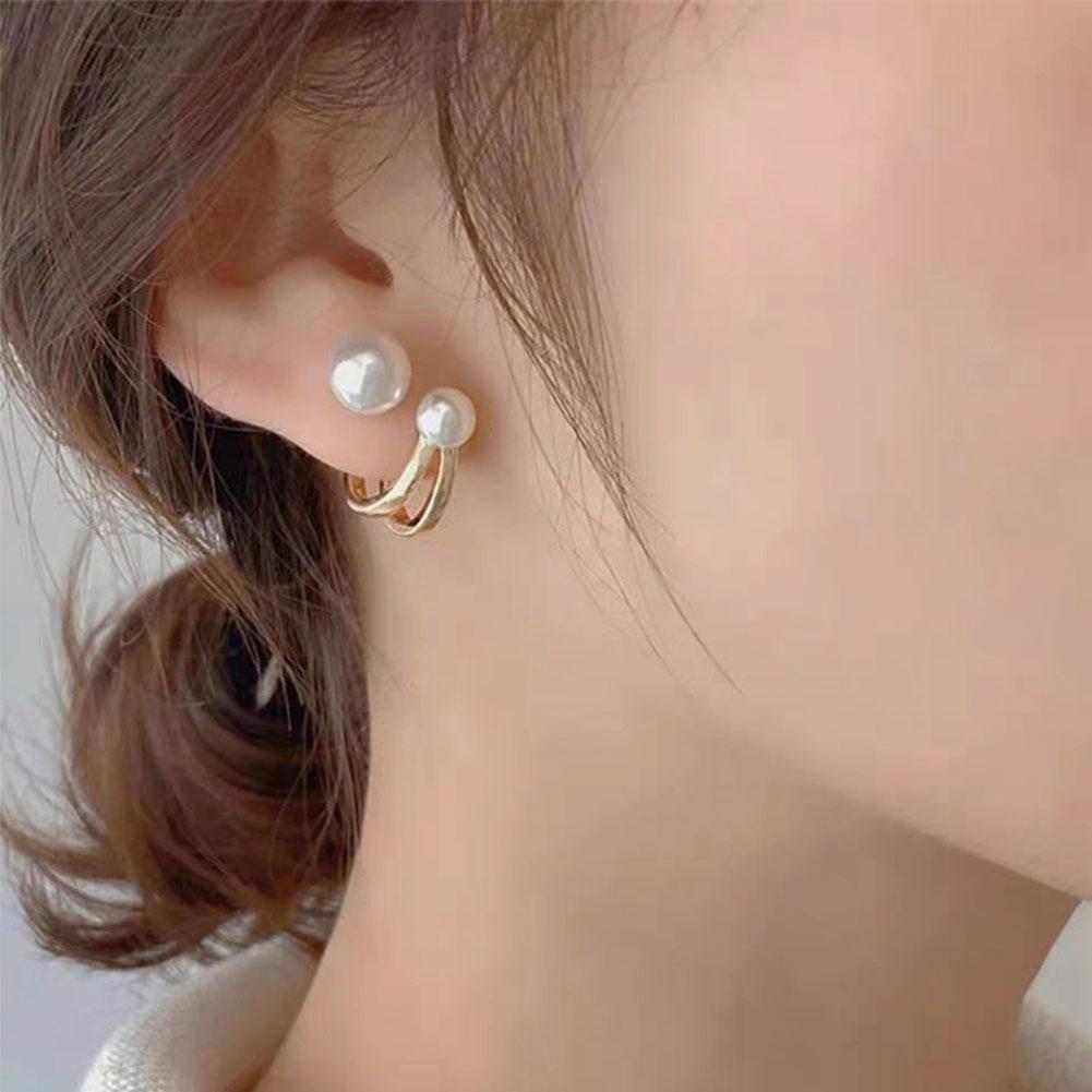 2022 New Retro Light Luxury Pearl Stud Earrings Korean Simple Jewelry S9Z9 N3D5 - image 2 of 8