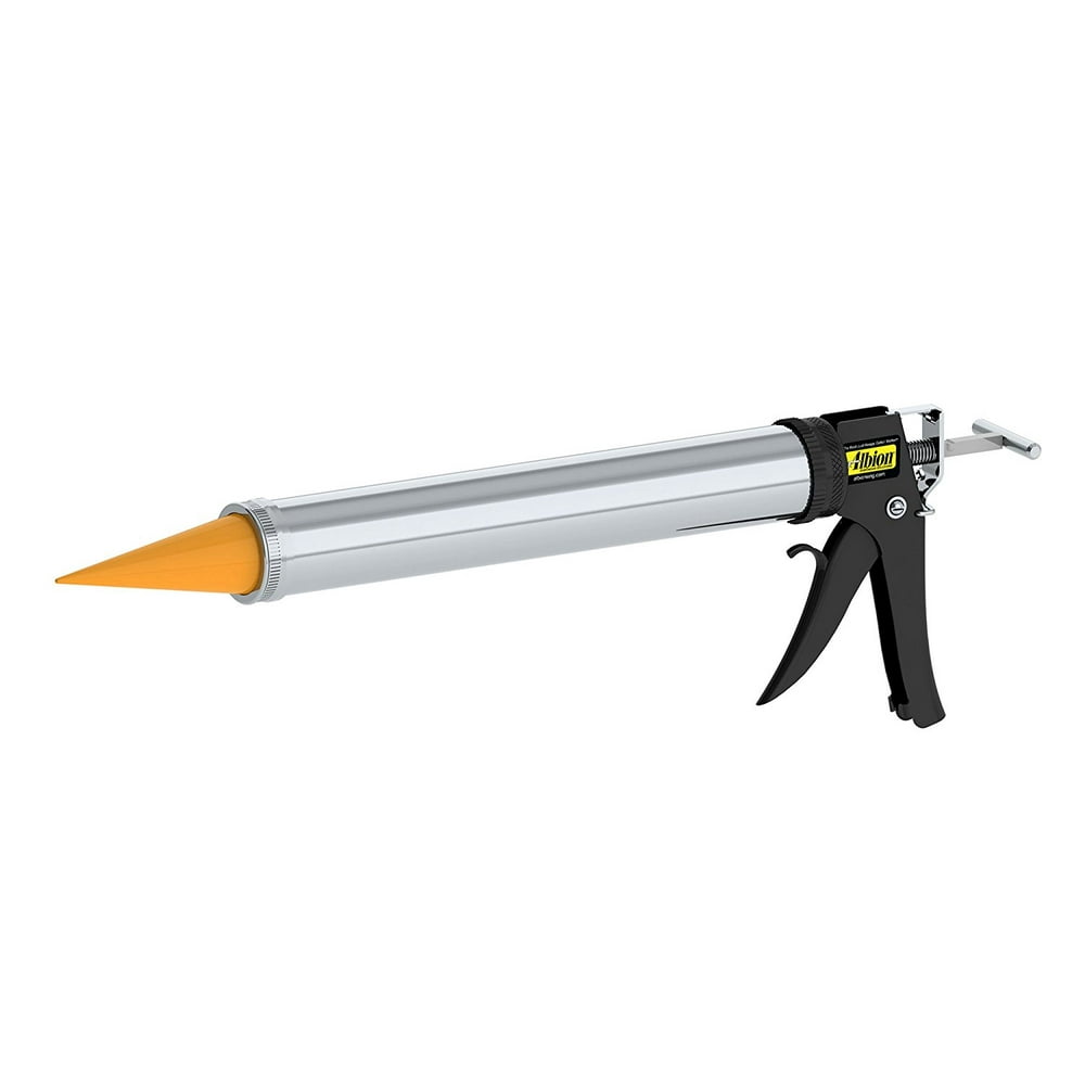 Albion DL45T17 Deluxe Manual Caulking Gun with Orange Cone Nozzles