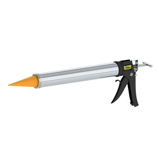 Albion DL45T17 Deluxe Manual Caulking Gun with Orange Cone Nozzles