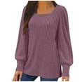 thumbnail image 2 of Women's Square Neck Tuinc Shirts Puff Sleeve Pullover Textured Knit Sweaters Casual Loose Tops for Fall Winter 2025, 2 of 6