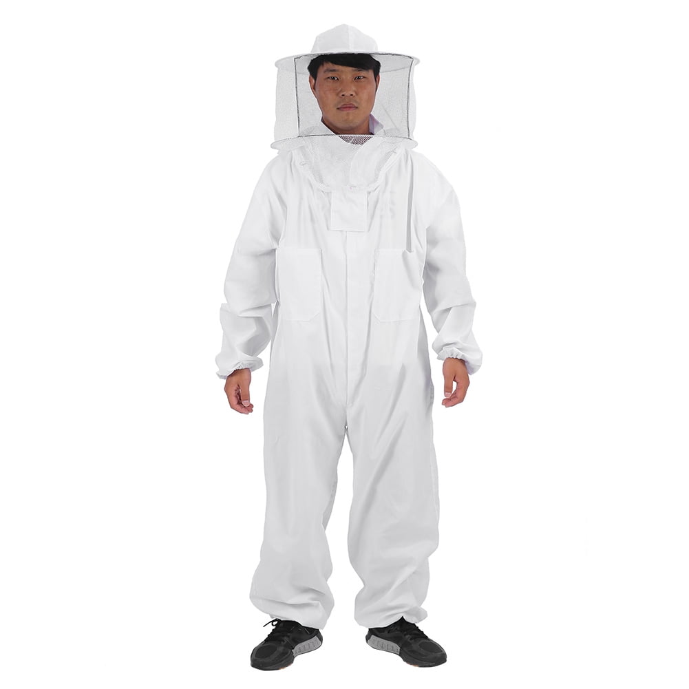 USA STOCK Cotton Full Body Bee Keeping Suit Veil Hood Protective Suit L/XL/XXL 