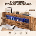thumbnail image 5 of SESSLIFE Twin Bed Frame with LED Headboard, Modern Wood Bed Frame with Charging Station, Platform Bed with Under Bed Storage for Bedroom, Easy Assembly,Brown, 5 of 8
