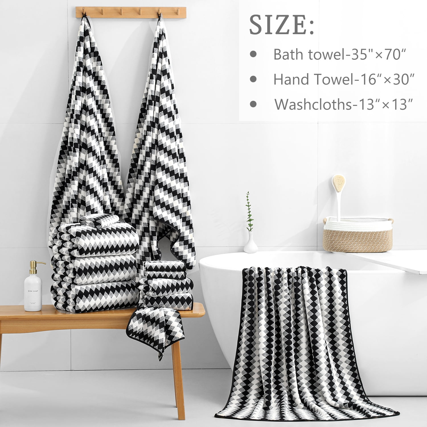Smuge 4 Pack Bath Towels Extra Large 35"x 70"Highly Absorbent Quick Dry Bath Towels Oversized Microfiber Bath Sheets Soft Luxurious Towels for Bathroom Kitchen Spa Hotel Gym (Black)