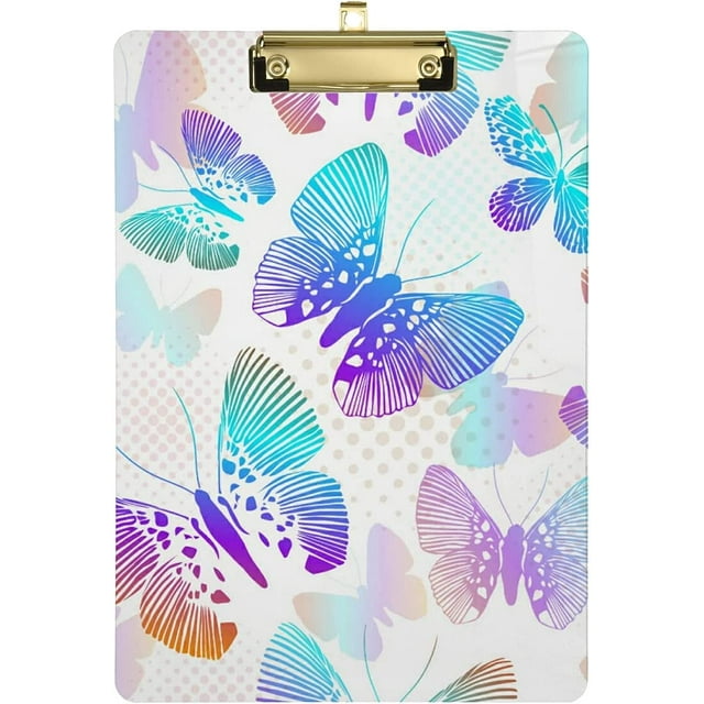 FMSHPON Butterfly Rainbow Clipboard Hardboard Wood Nursing Clip Board