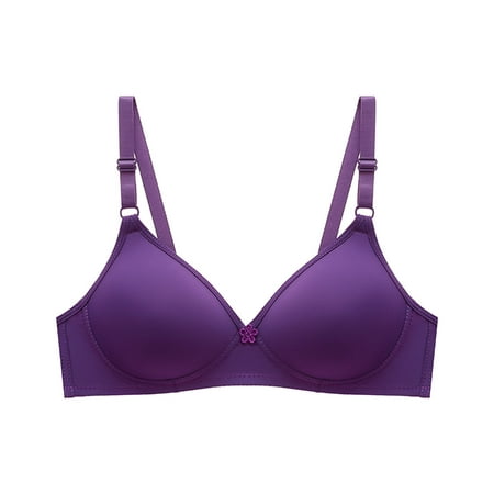 

Miluxas Clearance Women s Bra Soild Wire Free Underwear One-Piece Bra Everyday Small Cup Underwear Purple 4(S)