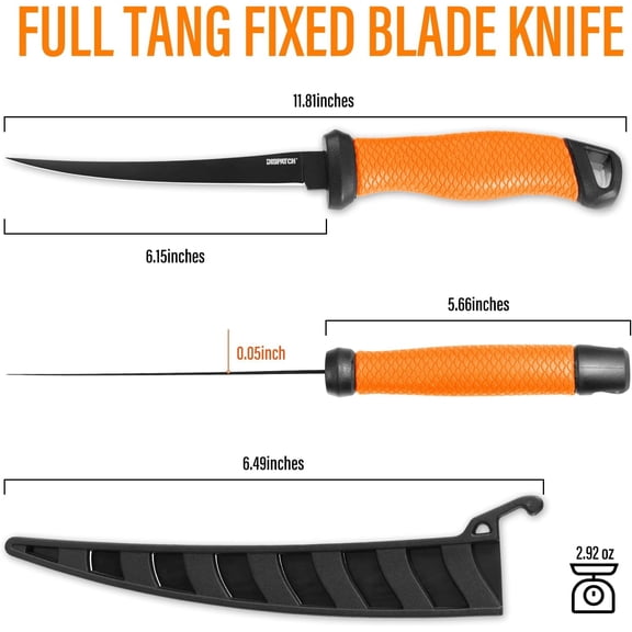UDGIU-6 inch Fillet Knife for Fish and Meat - Flexible Salmon Filleting Tool for Filleting and Boning, PP Non-Slip Handle with Blade Sheath