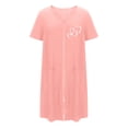 thumbnail image 3 of Ohufall Women Zipper Robe Short Sleeve Duster Housecoat Short Bathrobes Zip Front Nightgown with Pockets, 3 of 5