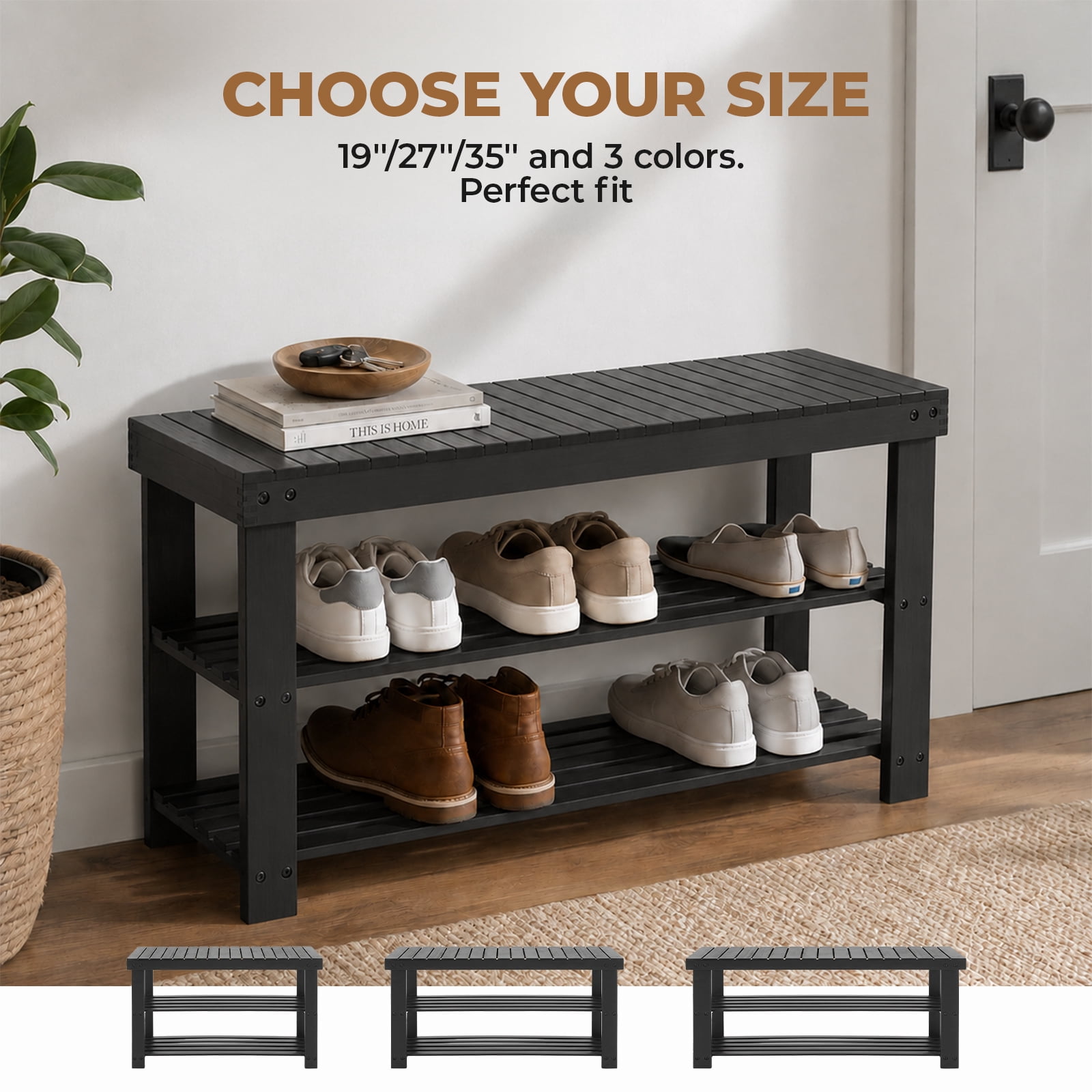 Alvantor 3 Tier Shoe Rack Bench, Shoe Storage Organizer, Entryway Bench, Perfect for Shoe Cubby, Bathroom Bench, Entryway Organizer, Hallway