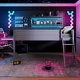 thumbnail image 3 of Wood Twin Size Gaming Loft Bed with Desk and LED, Grey, 3 of 9