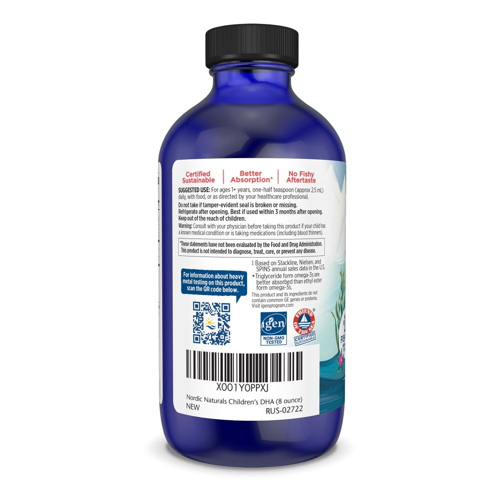 Nordic Naturals Children's DHA Liquid, 530 Mg, Orange, Fish Oil, 8 Oz