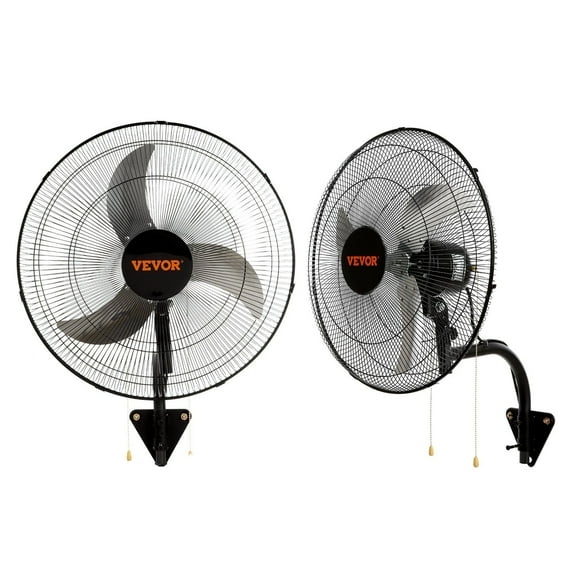 Industrial Wall Mount Fan 2-Pack 20 Inch Oscillating High Velocity Fan, 3 Speeds up to 4000 CFM for Warehouse, Workshop, Garage & Greenhouse, Black