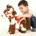 thumbnail image 6 of Yippzo Spotted Electric Plush Horse, Interactive Brown-and-White Spotted Pony with Joyful Neighing Sounds, Soft Adorable Red Saddle with a Green Bell, 6 of 8