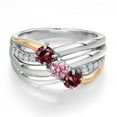 thumbnail image 3 of Gem Stone King 925 Silver and 10K Yellow Gold Red Rhodolite Garnet and Pink Lab Grown Diamond Engagement Ring for Women | 1.14 Cttw | Round 4MM | January Birthstone | Size 8, 3 of 6