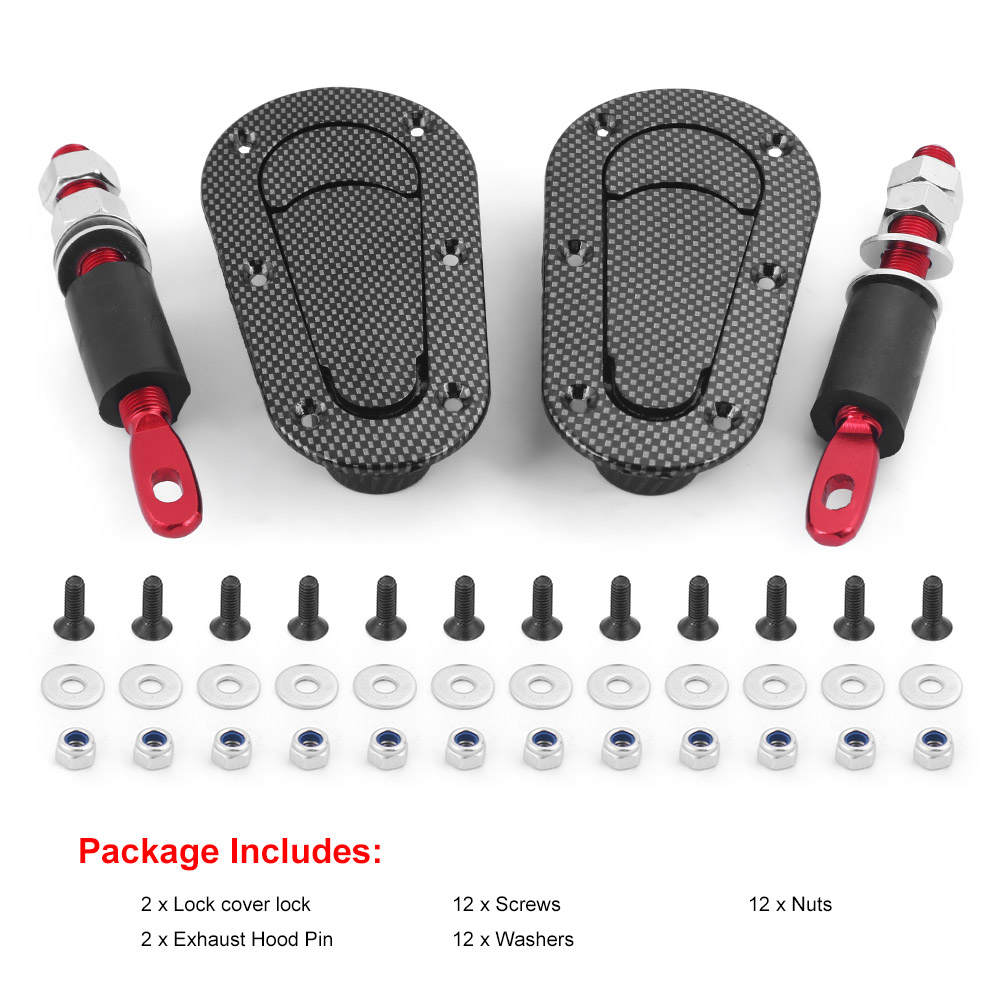 Black-Racing Car Hood Lock, Quick Release, Hood Pins, Keyless Latch, Lock Kit, 5 Piece Set