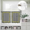 thumbnail image 5 of Kitchen Window Curtains Valance and Tier Set, Rustic Lemon Fruit Green Leaves Rod Pocket Tier Curtain Valance Set, Classic Black White Checker Light Filtering Cafe Curtains for Bedroom Living Room, 5 of 9