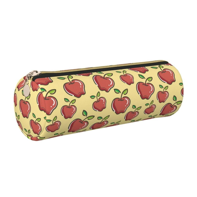 Sikiie Trousse à Crayons en Cuir Imprimé Pomme, Sac de Rangement pour Papeterie à Fermeture Éclair, Sac de Rangement Cosmétique, Unisexe