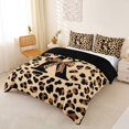 thumbnail image 2 of Castle Fairy Leopard Bow Letter K Queen Duvet Cover Set for Girls,Animal Cheetah Print Bedding,3 Pieces,No Comforter,Black Reversible, 2 of 5