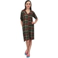 thumbnail image 1 of Bimba Robe de Nuit Chemise pour Femme à Manches Courtes, Imprimé à Carreaux Vert Olive avec Poche - 10, 1 of 6